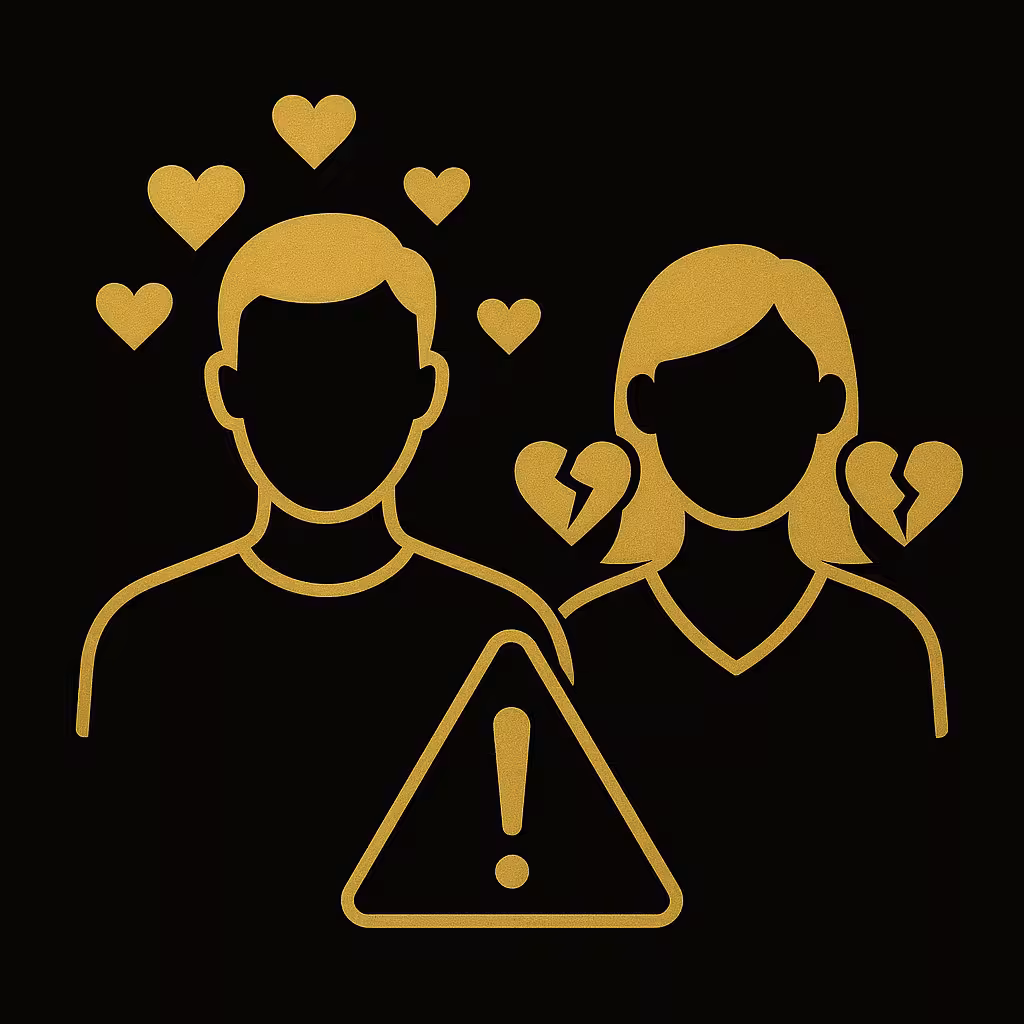 Icon representing deceptive identity warning in sugar dating