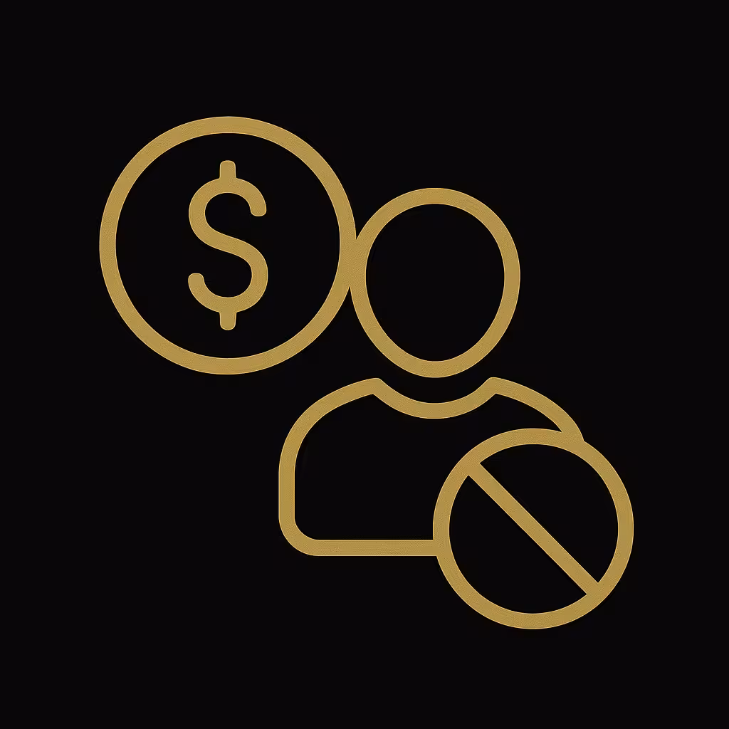 Icon representing a person asking for money - warning sign