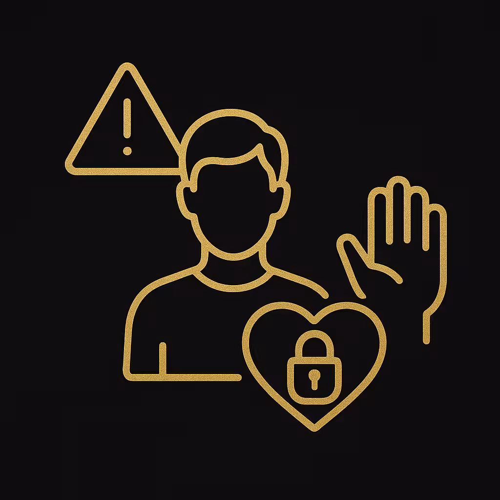 Icon representing pressure for immediate intimacy - warning sign