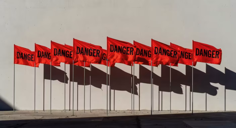Red flags symbolizing warning signs and caution in relationships
