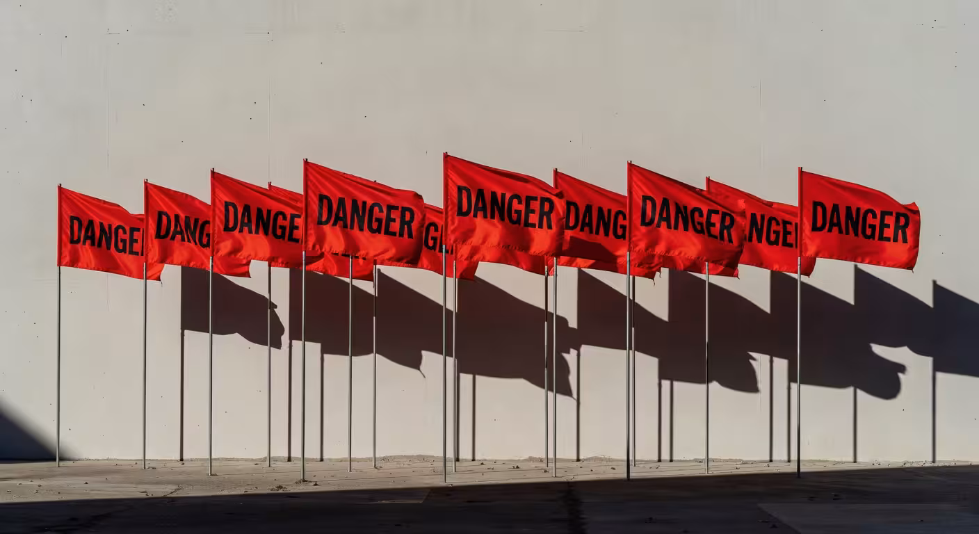 Red flags symbolizing warning signs and caution in relationships