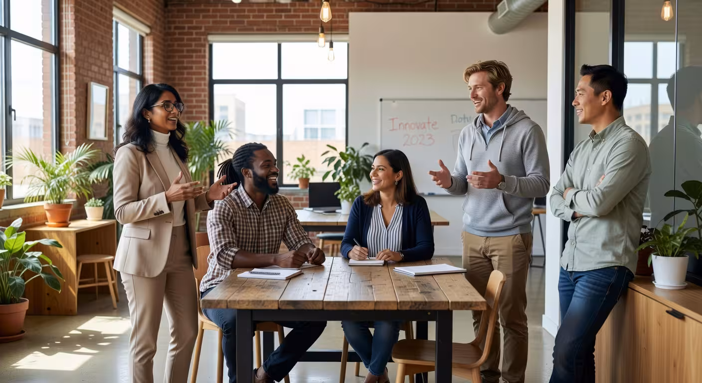 Professionals engaged in an authentic business discussion